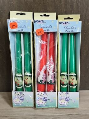 Vintage Danson Spring Easter Decorated 10" Taper Candles, Lot Of 6